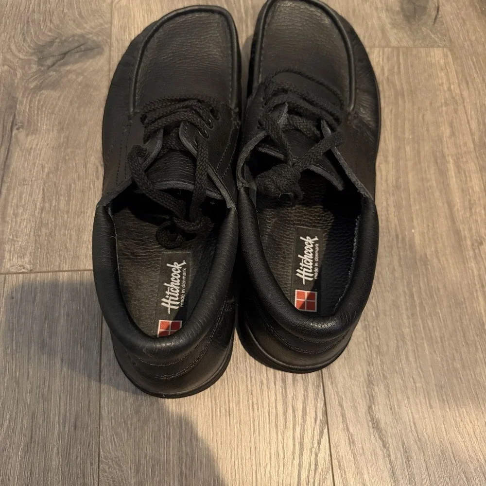 VTG Hitchcock Moc Toe Shoes Mens 9.5  Leather Black Made In Denmark